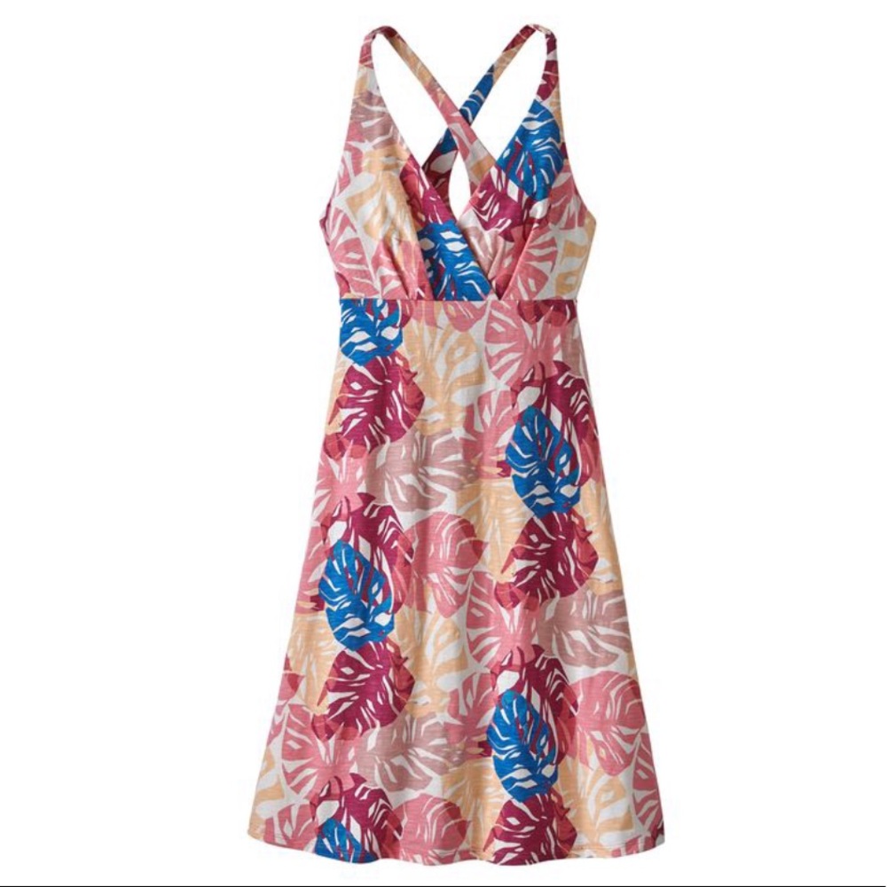 Patagonia Amber Dawn Cross Back Leaf Print Dress